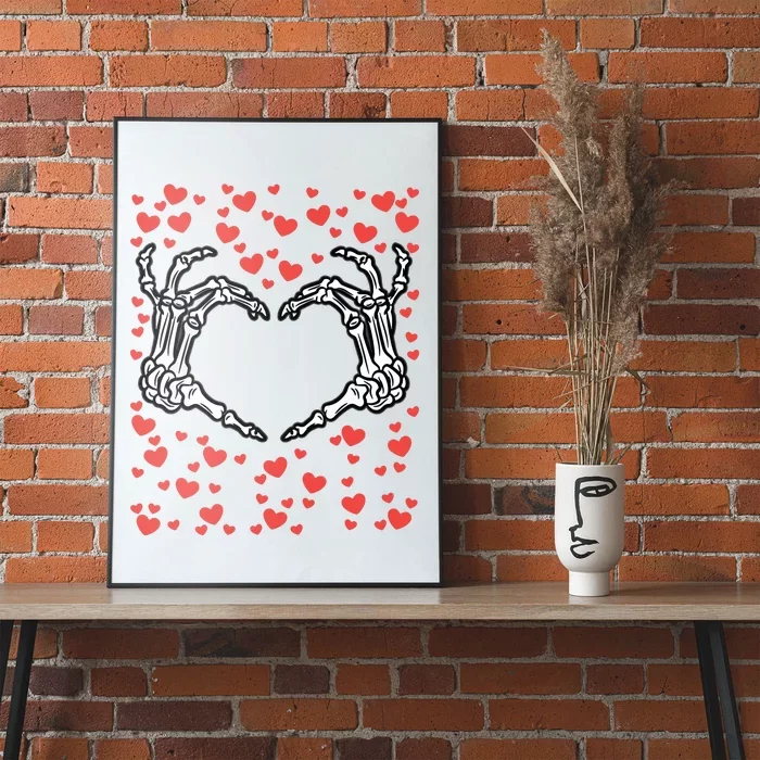 Skeleton Hand Heart Valentines Day Funny Bones Love Poster