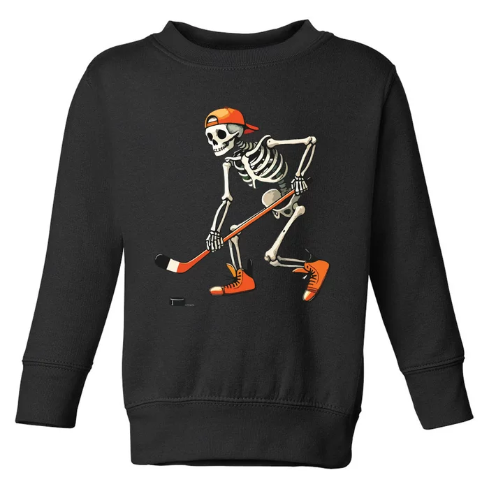 Skeleton Hockey Halloween Costume Sport Toddler Sweatshirt