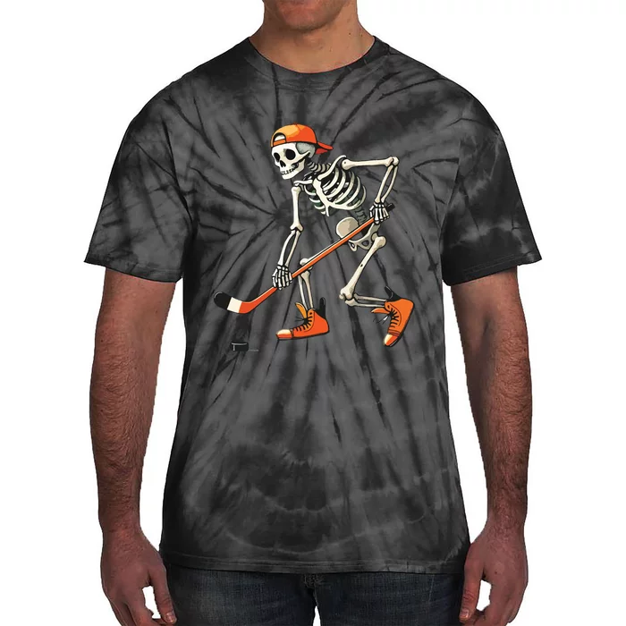 Skeleton Hockey Halloween Costume Sport Tie-Dye T-Shirt