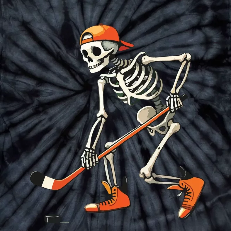 Skeleton Hockey Halloween Costume Sport Tie-Dye T-Shirt