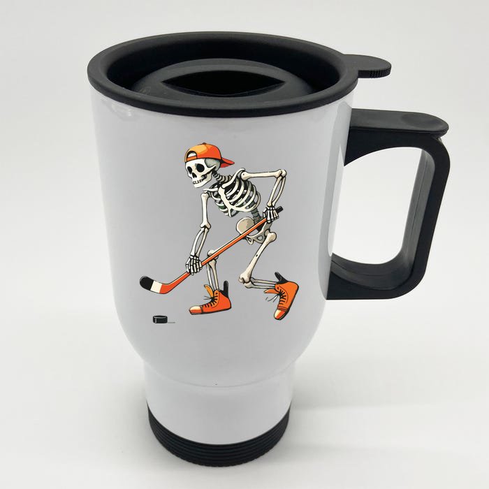 Skeleton Hockey Halloween Costume Sport Front & Back Stainless Steel Travel Mug