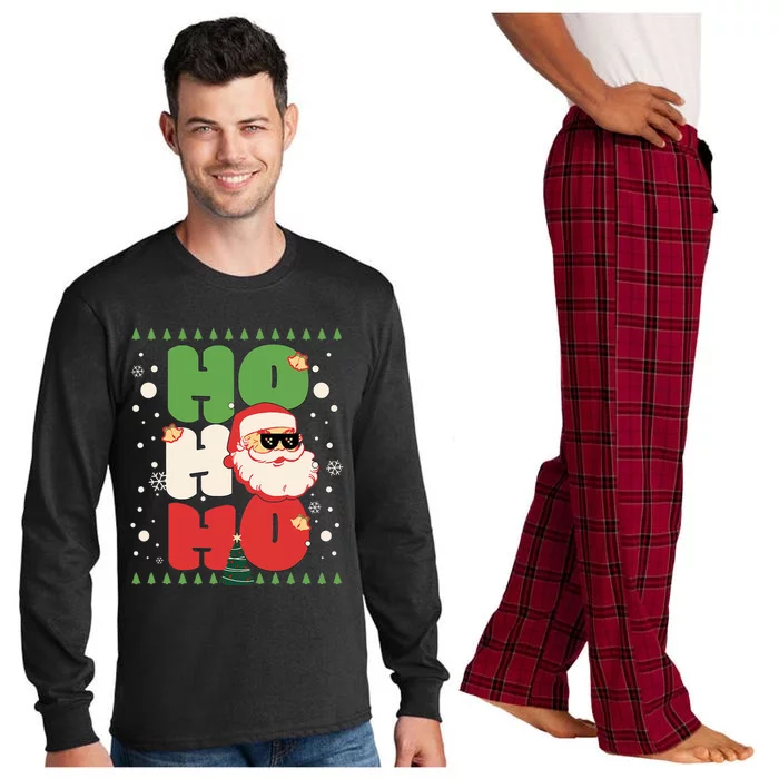 Santa HO HO HO Christmas Funny Santa Long Sleeve Pajama Set