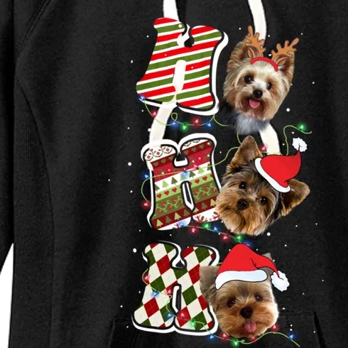 Santa Ho Ho Ho Yorkie Dog Funny Christmas Yorkie Lover Gift Women's Fleece Hoodie