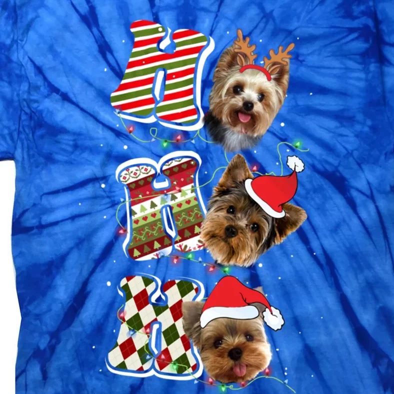 Santa Ho Ho Ho Yorkie Dog Funny Christmas Yorkie Lover Gift Tie-Dye T-Shirt