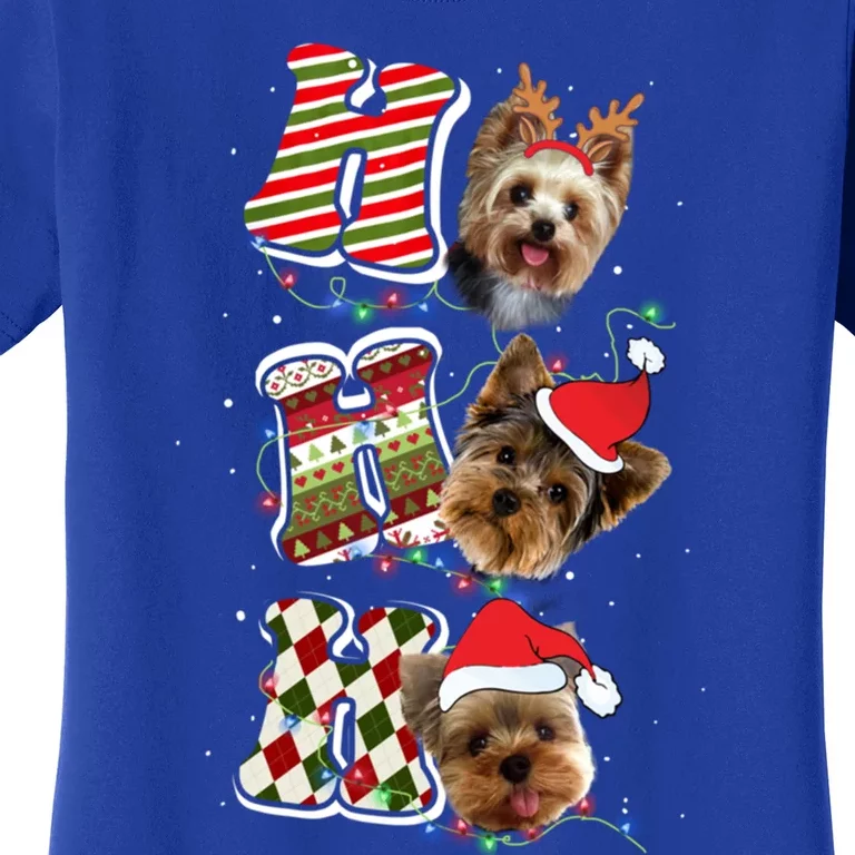 Santa Ho Ho Ho Yorkie Dog Funny Christmas Yorkie Lover Gift Women's T-Shirt