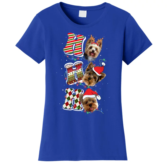 Santa Ho Ho Ho Yorkie Dog Funny Christmas Yorkie Lover Gift Women's T-Shirt