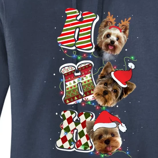 Santa Ho Ho Ho Yorkie Dog Funny Christmas Yorkie Lover Gift Women's Pullover Hoodie