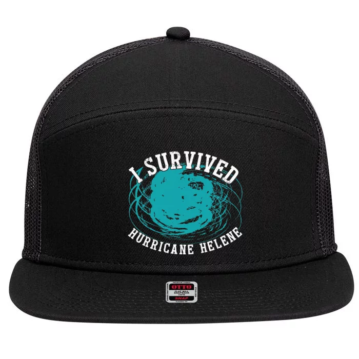 Survived Hurricane Helene 2024 Florida 7 Panel Mesh Trucker Snapback Hat