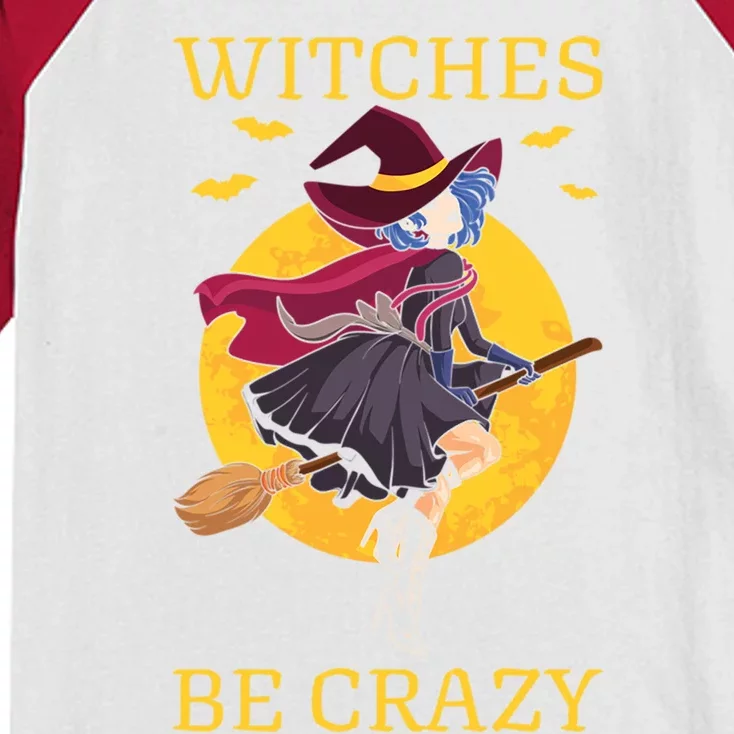 Scary Halloween Heart Design Broom Witches Be Crazy Gift Kids Colorblock Raglan Jersey