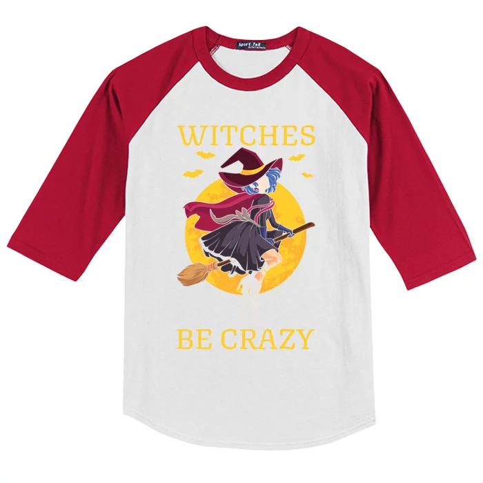 Scary Halloween Heart Design Broom Witches Be Crazy Gift Kids Colorblock Raglan Jersey