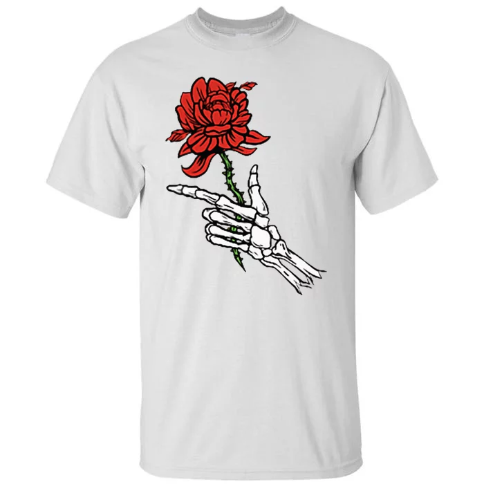 Skeleton Hand Holding A Red Rose Tall T-Shirt