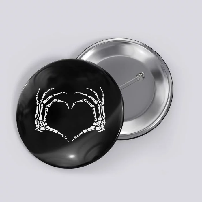 Skeleton Hands Heart Sign Retro Halloween Button