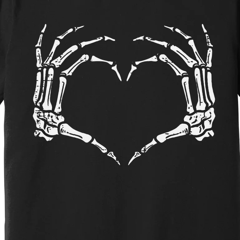 Skeleton Hands Heart Sign Retro Halloween Premium T-Shirt