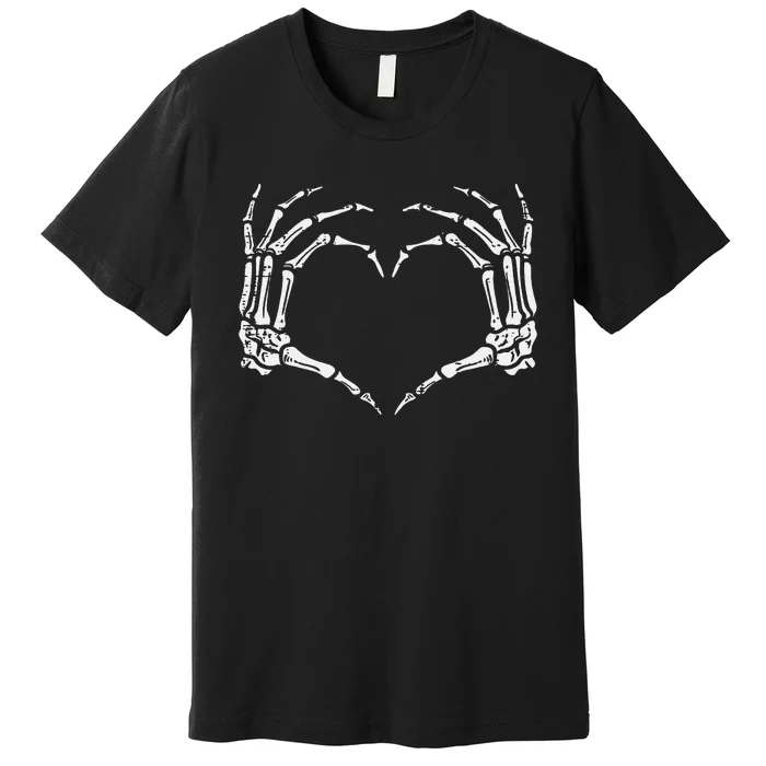 Skeleton Hands Heart Sign Retro Halloween Premium T-Shirt