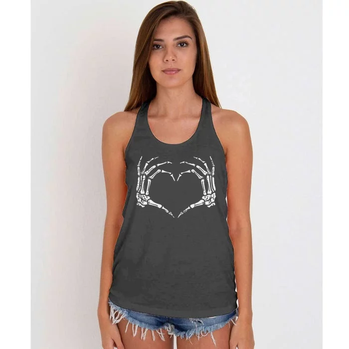 Skeleton Hands Heart Sign Retro Halloween Women's Knotted Racerback Tank