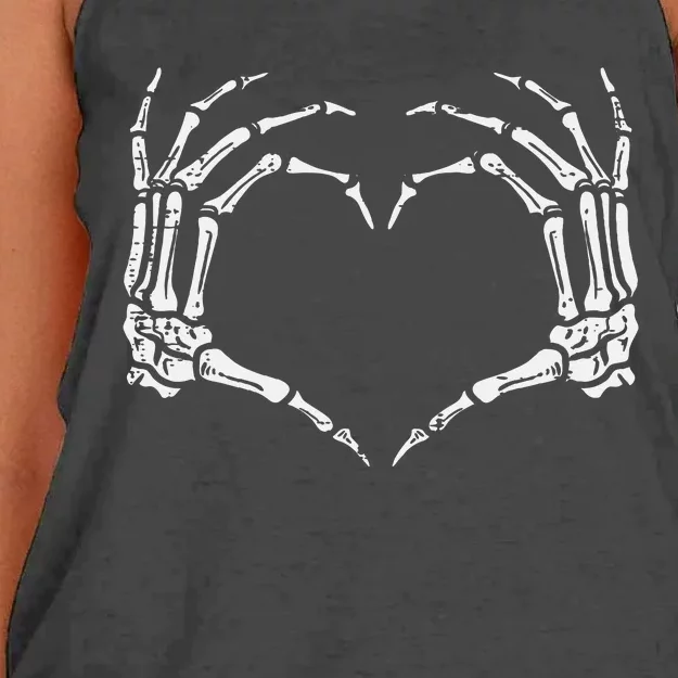 Skeleton Hands Heart Sign Retro Halloween Women's Knotted Racerback Tank