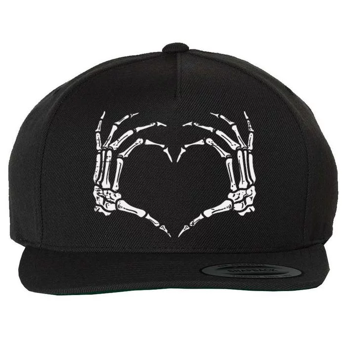 Skeleton Hands Heart Sign Retro Halloween Wool Snapback Cap