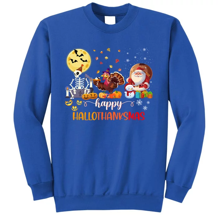 Skeleton Happy Hallothanksmas Halloween Thanksgiving Xmas Meaningful Gift Sweatshirt