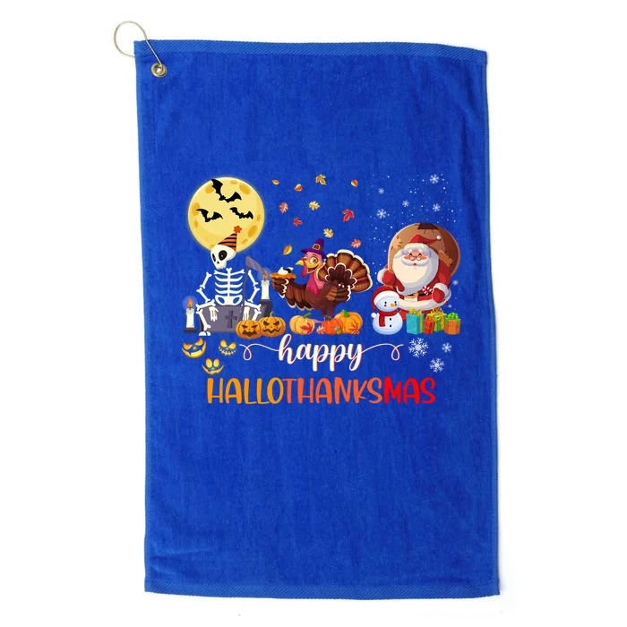 Skeleton Happy Hallothanksmas Halloween Thanksgiving Xmas Meaningful Gift Platinum Collection Golf Towel