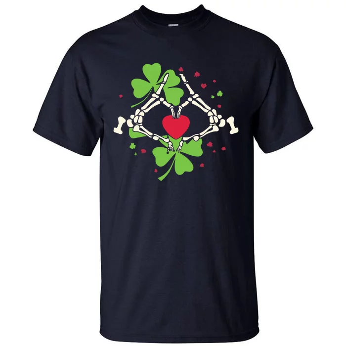 Skeleton Hand Heart Shamrock St Patricks Day Saint Paddys Tall T-Shirt