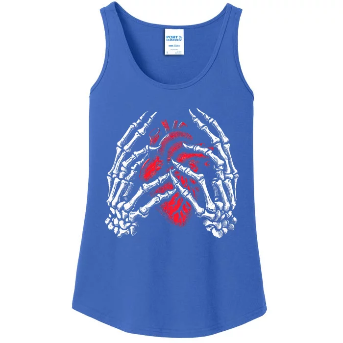 Skeleton Hands Holding Heart Halloween Costume Ladies Essential Tank