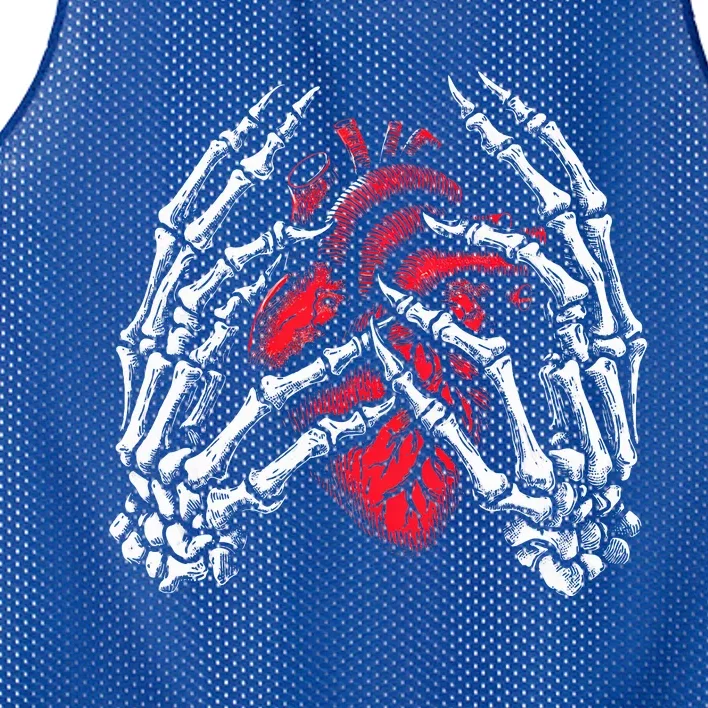 Skeleton Hands Holding Heart Halloween Costume Mesh Reversible Basketball Jersey Tank