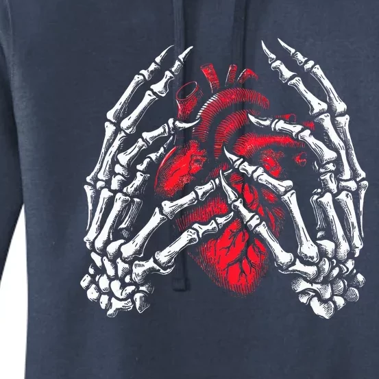 Skeleton Hands Holding Heart Halloween Costume Women's Pullover Hoodie