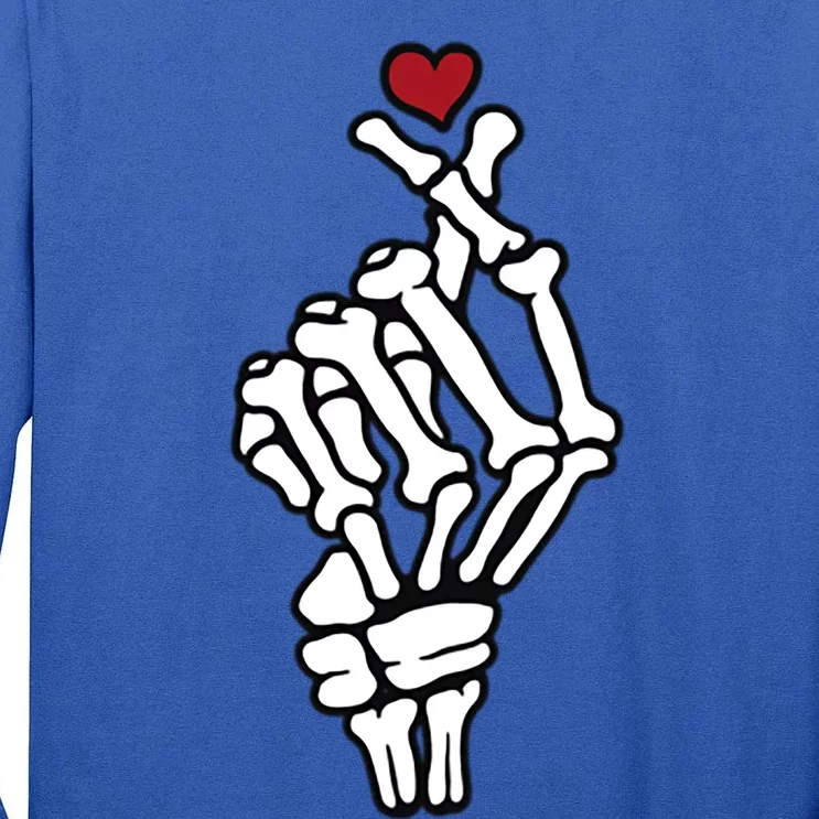 Skeleton Hand Heart Lovers Saranghae Korean Heart Pocket Cool Gift Tall Long Sleeve T-Shirt