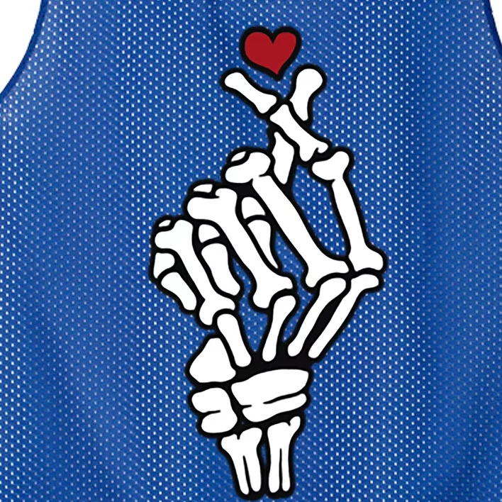 Skeleton Hand Heart Lovers Saranghae Korean Heart Pocket Cool Gift Mesh Reversible Basketball Jersey Tank