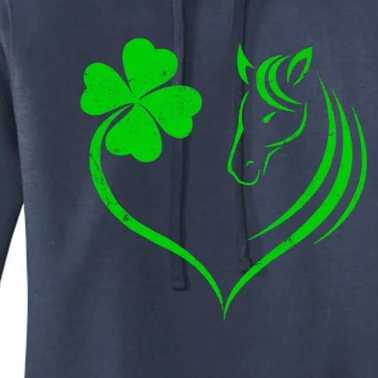 Shamrock Heart Horse Clover St Patricks Day Horseback Riding Gift Women's Pullover Hoodie