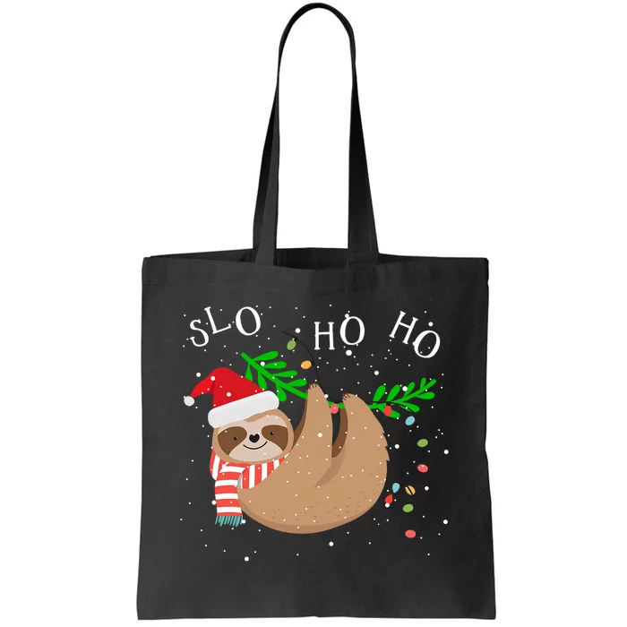 Slo Ho Ho Merry Slothmas Sloth Christmas Tote Bag