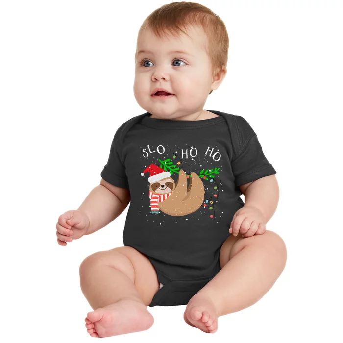 Slo Ho Ho Merry Slothmas Sloth Christmas Baby Bodysuit