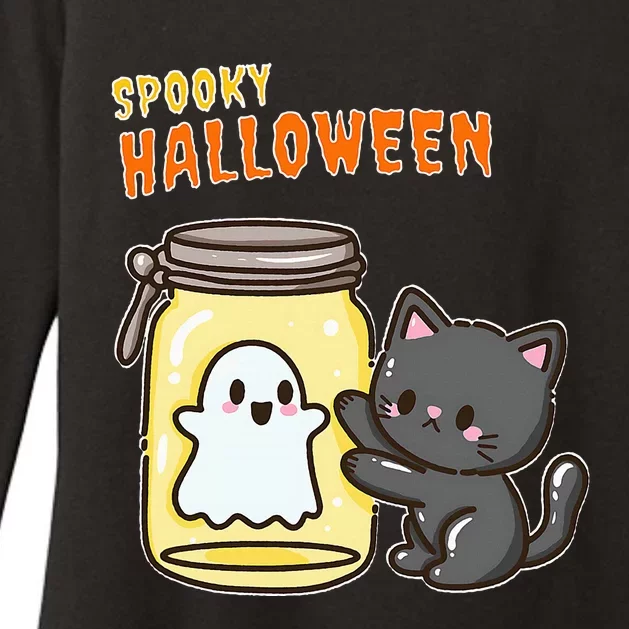 Spooky Happy Halloween Cat Womens CVC Long Sleeve Shirt