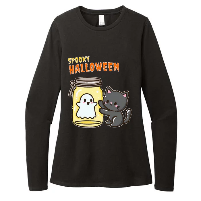 Spooky Happy Halloween Cat Womens CVC Long Sleeve Shirt