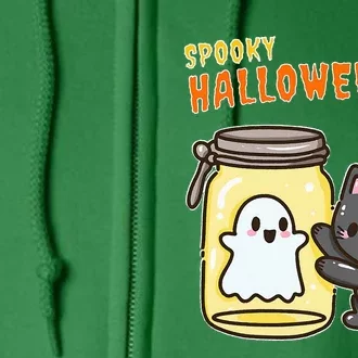 Spooky Happy Halloween Cat Full Zip Hoodie