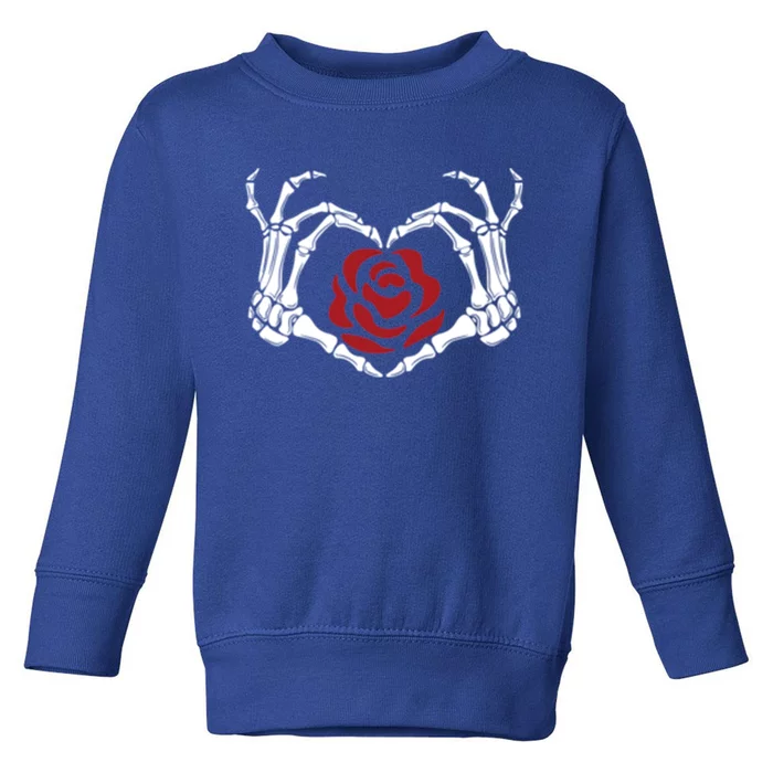 Skeleton Hand Heart Rose Cool Gift Halloween Costume Cute Gift Toddler Sweatshirt