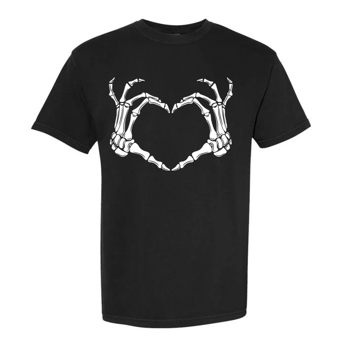 Skeleton Hand Heart Sign Funny Halloween Garment-Dyed Heavyweight T-Shirt