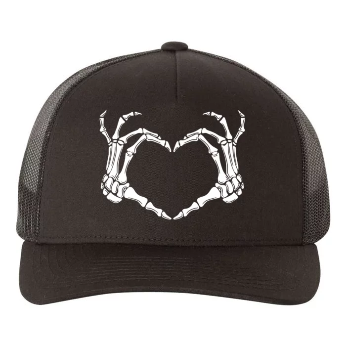 Skeleton Hand Heart Sign Funny Halloween Yupoong Adult 5-Panel Trucker Hat