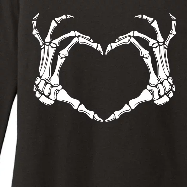 Skeleton Hand Heart Sign Funny Halloween Womens CVC Long Sleeve Shirt