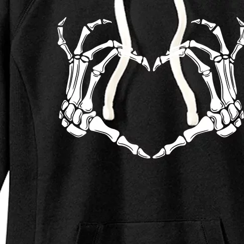 Skeleton Hand Heart Sign Funny Halloween Women's Fleece Hoodie