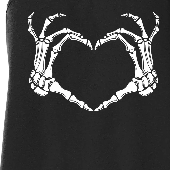 Skeleton Hand Heart Sign Funny Halloween Women's Racerback Tank