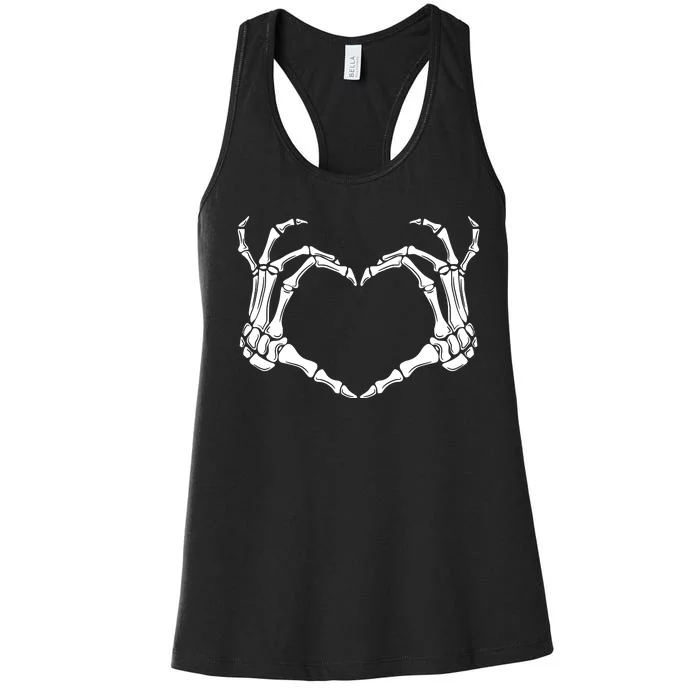 Skeleton Hand Heart Sign Funny Halloween Women's Racerback Tank