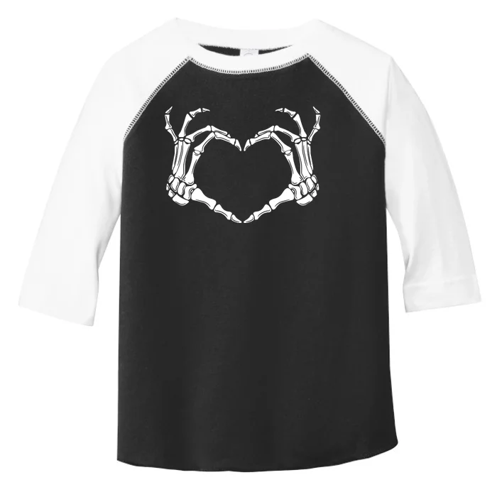 Skeleton Hand Heart Sign Funny Halloween Toddler Fine Jersey T-Shirt