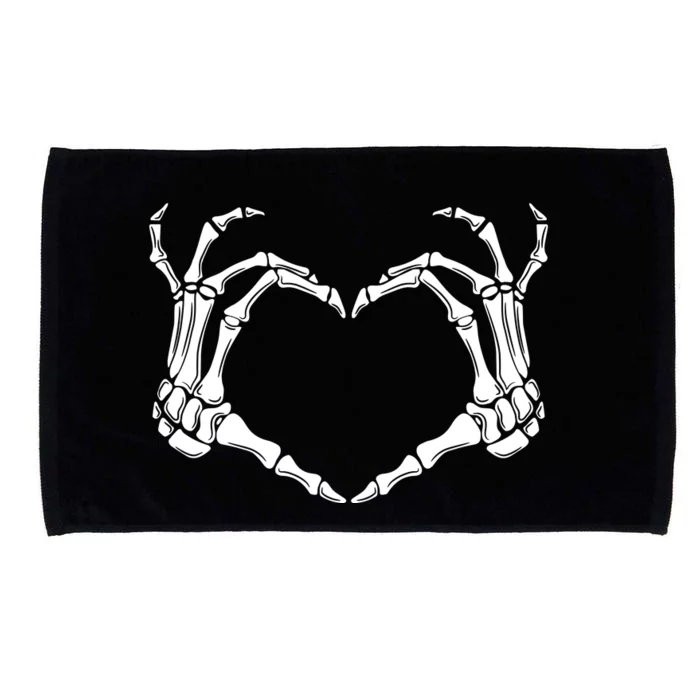 Skeleton Hand Heart Sign Funny Halloween Microfiber Hand Towel