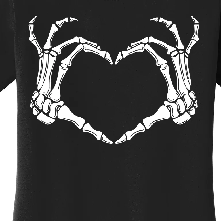 Skeleton Hand Heart Sign Funny Halloween Women's T-Shirt