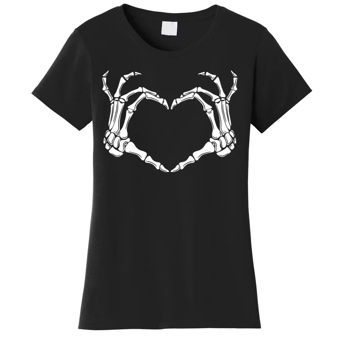 Skeleton Hand Heart Sign Funny Halloween Women's T-Shirt