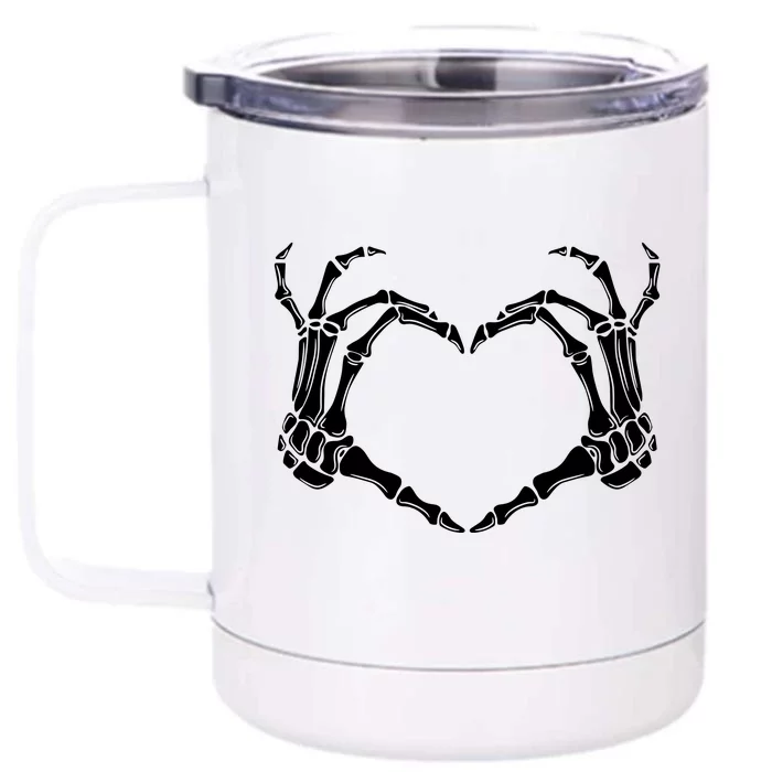 Skeleton Hand Heart Sign Funny Halloween Front & Back 12oz Stainless Steel Tumbler Cup