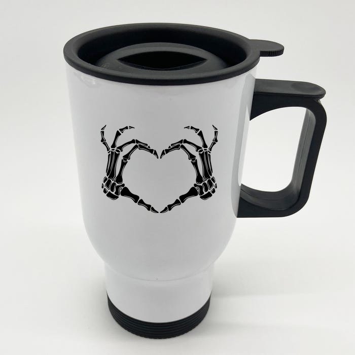 Skeleton Hand Heart Sign Funny Halloween Front & Back Stainless Steel Travel Mug