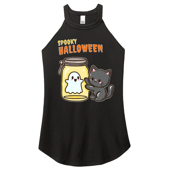 Spooky Happy Halloween Cat Women’s Perfect Tri Rocker Tank