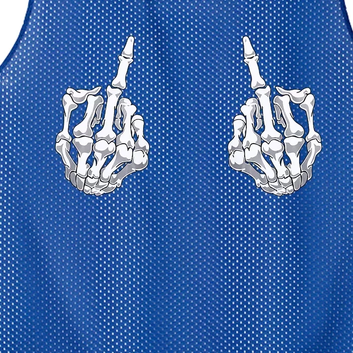 Skeleton Hand Halloween Bones Middle Finger Skull Meaningful Gift Mesh Reversible Basketball Jersey Tank